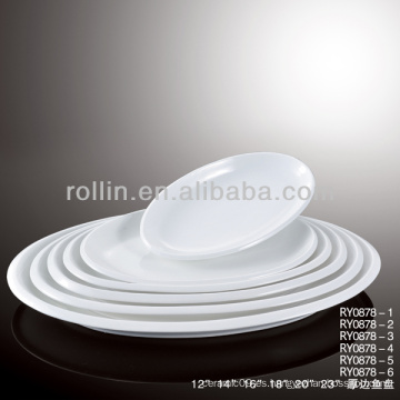 Plato oval de porcelana blanca de grosor